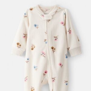 Floral Baby Onesie with Zipper Carters Brand New 3 Months Fleece